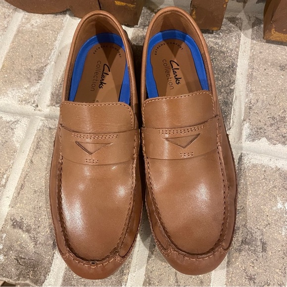 Men's Clarks Brown Leather Driving Loafers Size 8.5 - Picture 3 of 8